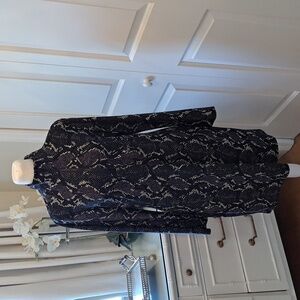 Jude Connally Womens Snakeskin Print Tunic Midi Dress‎ Stretch Neck Zipper S-M